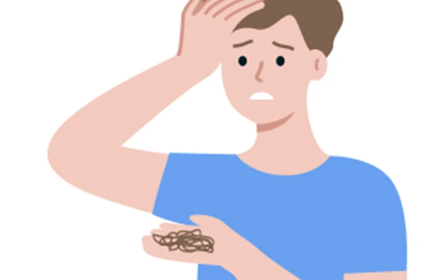 抜け毛に悩む男性のイラスト
